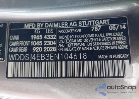 2014 Mercedes-Benz Cla 250 из США, поврежденный, VIN WDDSJ4EB3EN104618